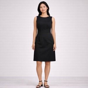 Loro Piana Fabric Black Wool Sheath Dress Sleeveless Knee Length Womens Sz XSM